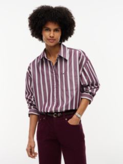 Tommy Jeans Oversized Fit Poplin Shirt — Calypso Berry / Stripe 1