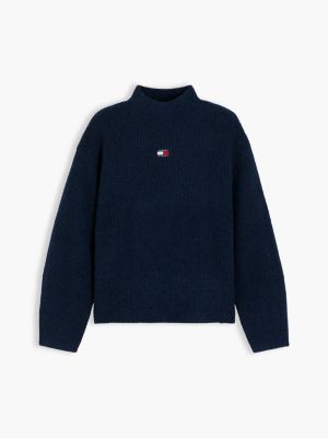 Женский свитер Tommy Hilfiger Tommy Jeans Badge Mockneck, цвет: Тёмно-синий — фото 5