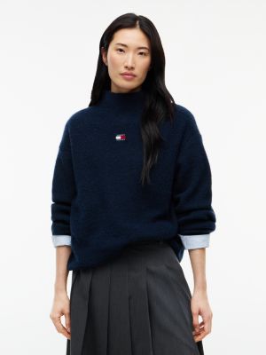Tommy Jeans Badge Mockneck Sweater, Navy