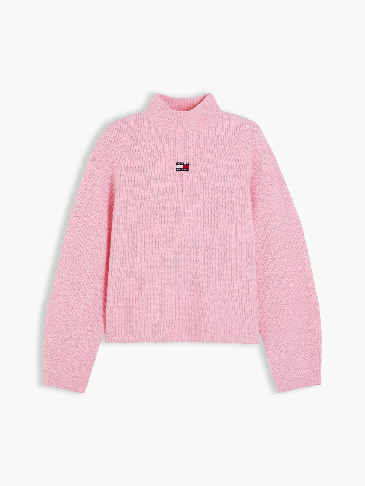 Tommy Jeans Badge Mockneck Sweater — Pink Sugar