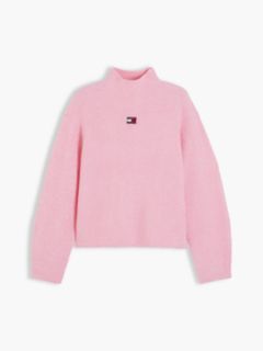 Tommy Jeans Badge Mockneck Sweater — Pink Sugar 5
