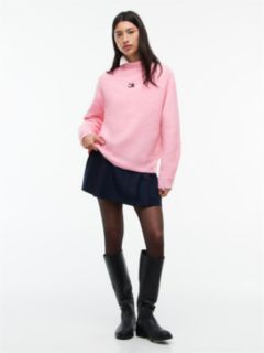 Tommy Jeans Badge Mockneck Sweater — Pink Sugar 2
