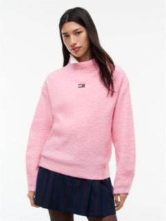 Tommy Jeans Badge Mockneck Sweater — Pink Sugar 1