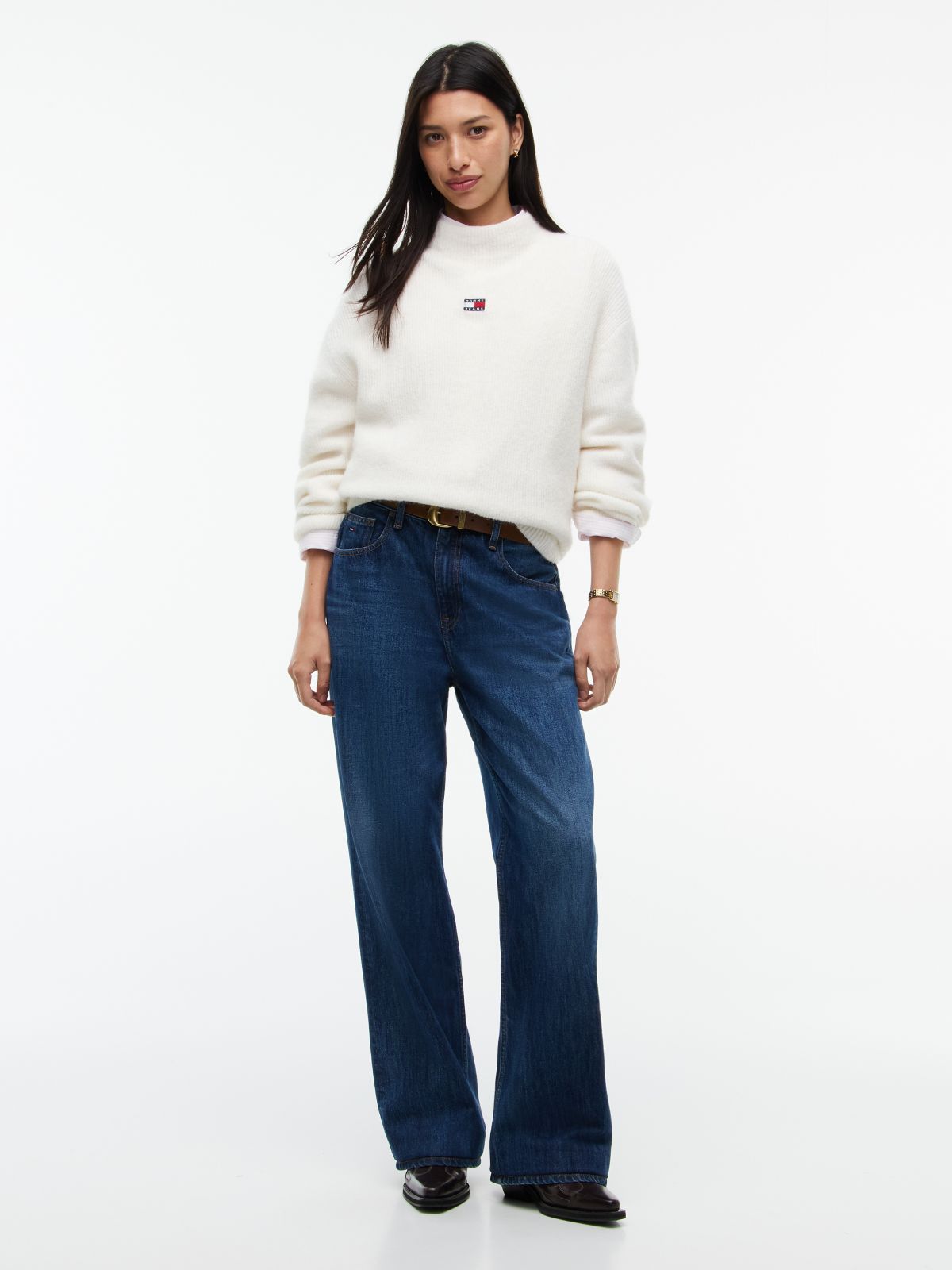 Tommy Jeans Badge Mockneck Sweater — Off White