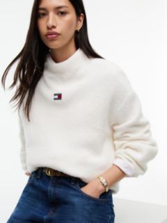 Tommy Jeans Badge Mockneck Sweater — Off White 3