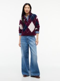 Tommy Jeans Argyle Quarter-Zip Sweater — Calypso Berry 2