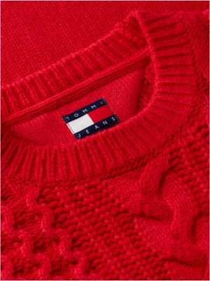 Женский свитер Tommy Jeans Oversized Wool, цвет: Красный — фото 6