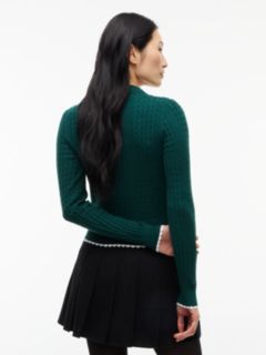 Tommy Jeans Mini Cable Knit Sweater Polo — Elegant Green 4