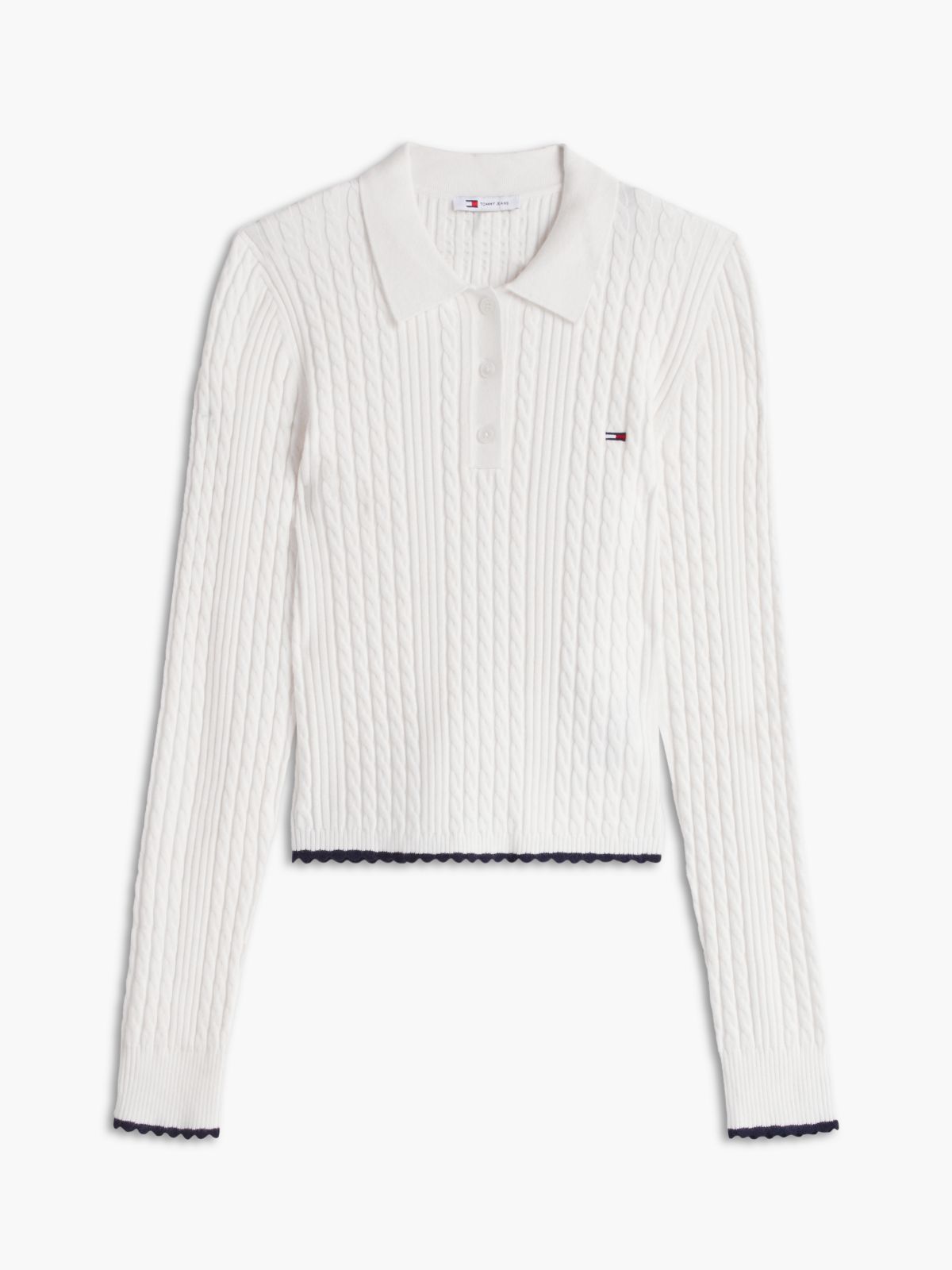 Tommy Jeans Mini Cable Knit Sweater Polo — Off White