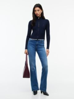 Tommy Jeans Mini Cable Knit Zip Sweater — Navy 2