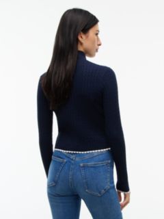 Tommy Jeans Mini Cable Knit Zip Sweater — Navy 4
