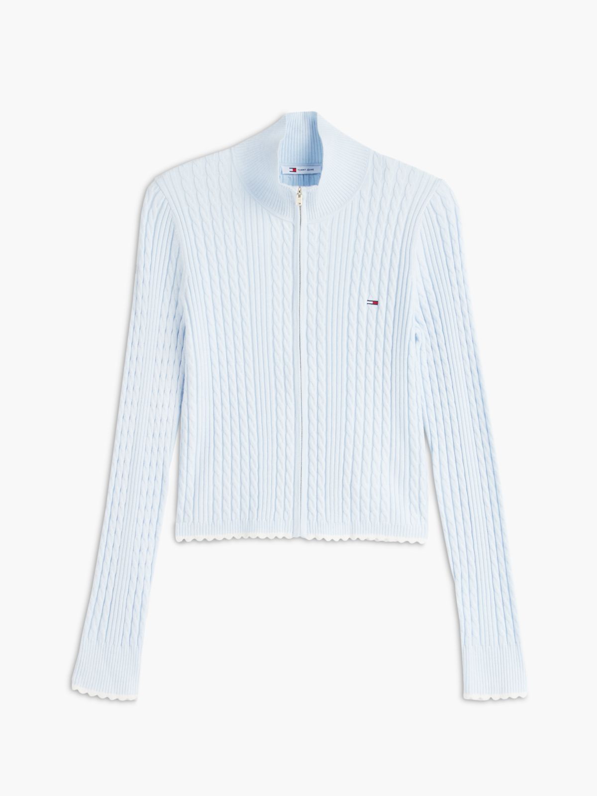 Tommy Jeans Mini Cable Knit Zip Sweater — Sheer Blue