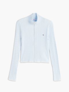 Tommy Jeans Mini Cable Knit Zip Sweater — Sheer Blue 5