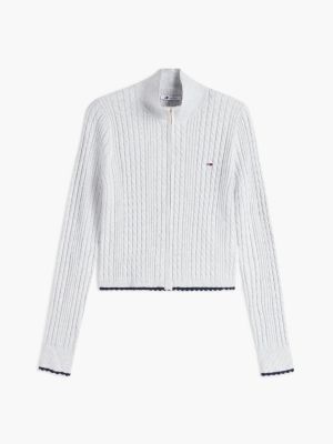 Женский свитер Tommy Jeans Mini Cable Knit Zip, цвет: Ледяной серый меланжевый — фото 5