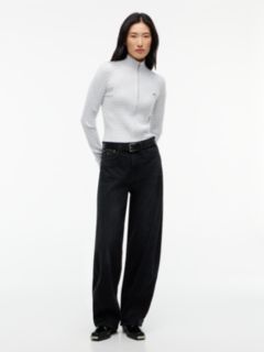 Tommy Jeans Mini Cable Knit Zip Sweater — Ice Grey Heather 2