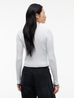Tommy Jeans Mini Cable Knit Zip Sweater — Ice Grey Heather 4