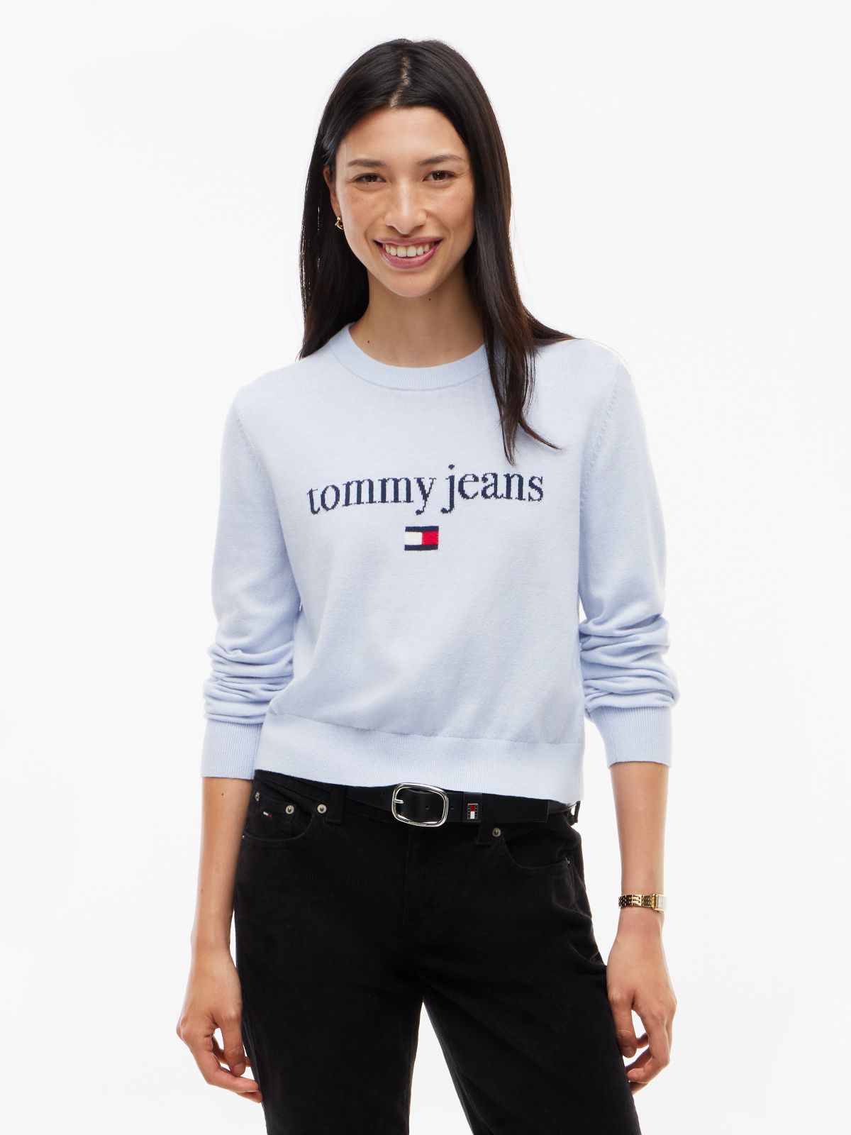 Tommy Jeans Intarsia Logo Sweater — Sheer Blue