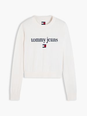 Женский свитер Tommy Jeans Intarsia Logo, цвет: Молочный белый — фото 5