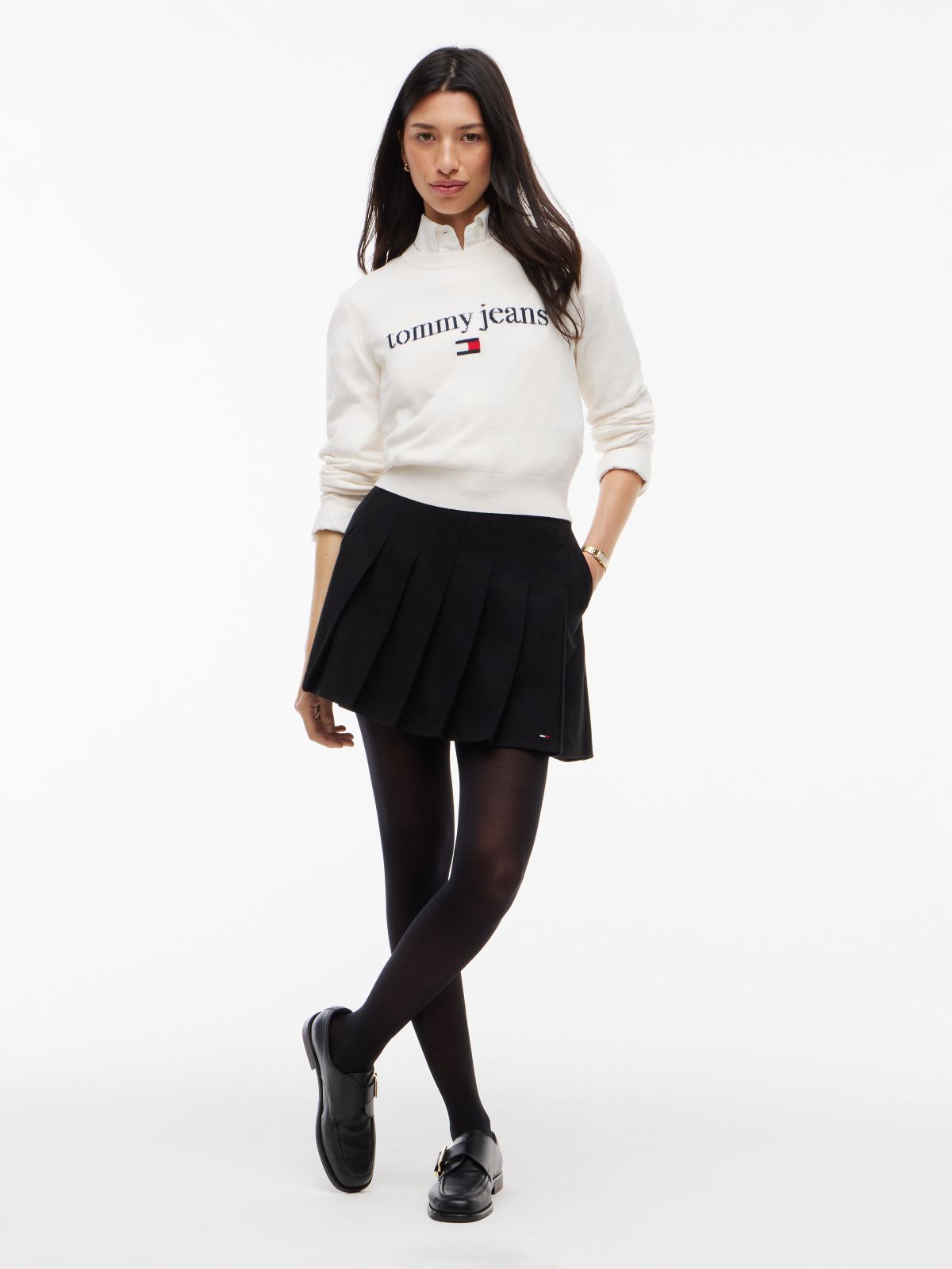 Tommy Jeans Intarsia Logo Sweater — Off White