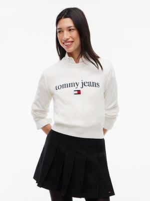 Tommy Jeans Intarsia Logo Sweater, Off White