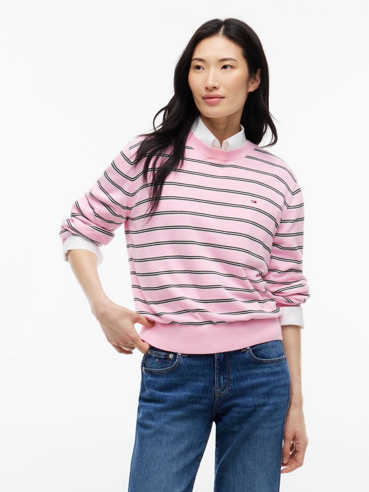 Tommy Jeans Boxy Fit Crewneck Sweater — Pink Sugar