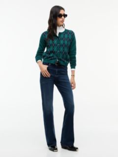 Tommy Jeans Argyle Crewneck Cardigan — Elegant Green 2