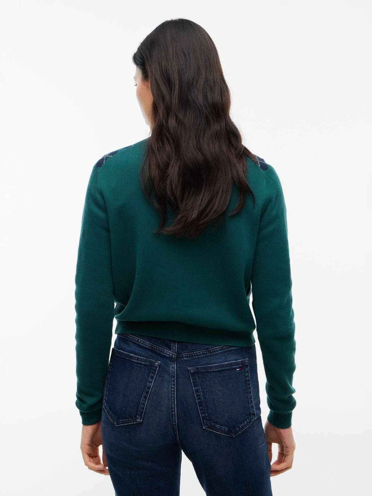 Tommy Jeans Argyle Crewneck Cardigan — Elegant Green