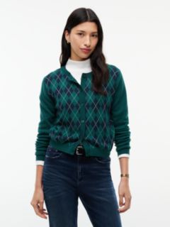 Tommy Jeans Argyle Crewneck Cardigan — Elegant Green 1
