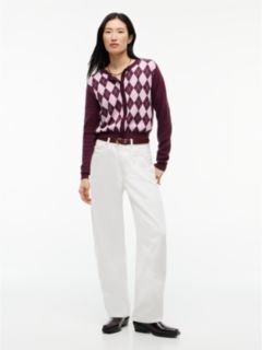 Tommy Jeans Argyle Crewneck Cardigan — Calypso Berry 2