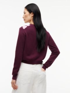 Tommy Jeans Argyle Crewneck Cardigan — Calypso Berry 4