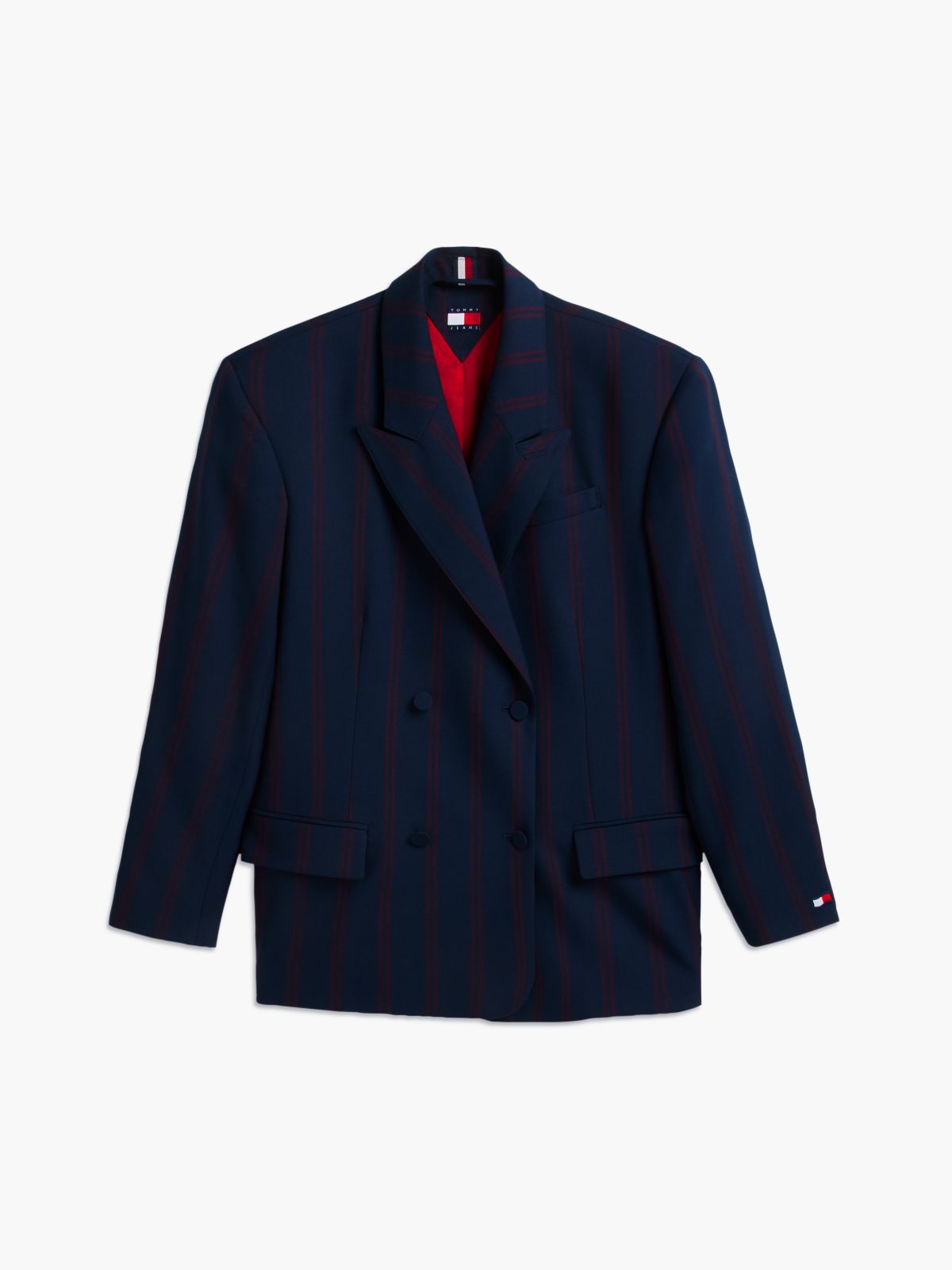 Tommy Jeans Oversized Wool-Blend Blazer — Navy Stripe