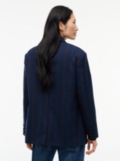 Tommy Jeans Oversized Wool-Blend Blazer — Navy Stripe 4