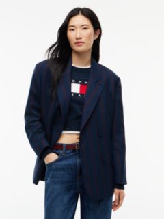 Tommy Jeans Oversized Wool-Blend Blazer — Navy Stripe 1