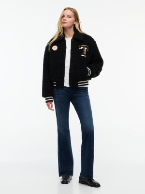 Женская куртка Tommy Hilfiger Tommy Jeans Teddy Fleece Varsity, цвет: Чёрный — фото 2