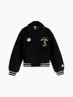 Женская куртка Tommy Hilfiger Tommy Jeans Teddy Fleece Varsity, цвет: Чёрный — фото 6