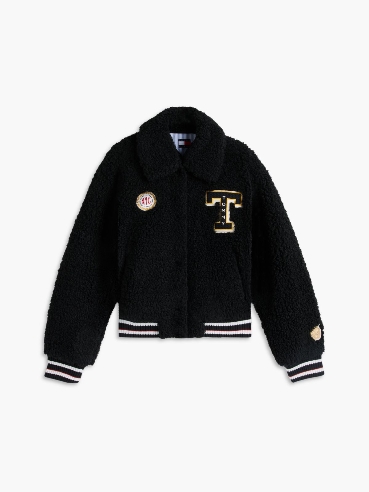 Tommy Jeans Teddy Fleece Varsity Jacket — Black