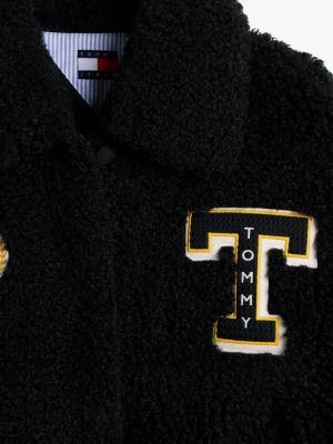 Женская куртка Tommy Hilfiger Tommy Jeans Teddy Fleece Varsity, цвет: Чёрный — фото 7