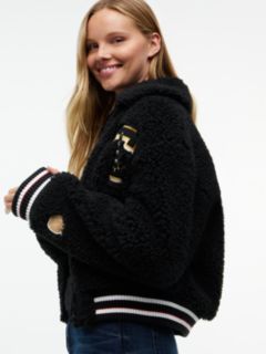Tommy Jeans Teddy Fleece Varsity Jacket — Black 3