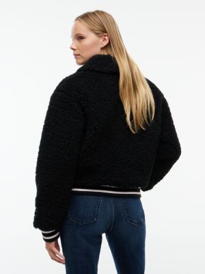 Женская куртка Tommy Hilfiger Tommy Jeans Teddy Fleece Varsity, цвет: Чёрный — фото 5