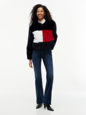Женская куртка Tommy Hilfiger Tommy Jeans Flag Logo Faux Fur, цвет: Тёмный синий — фото 2