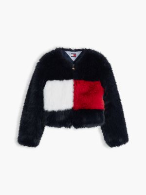 Женская куртка Tommy Hilfiger Tommy Jeans Flag Logo Faux Fur, цвет: Тёмный синий — фото 6
