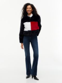 Tommy Jeans Flag Logo Faux Fur Jacket — Navy 2