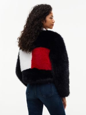 Женская куртка Tommy Hilfiger Tommy Jeans Flag Logo Faux Fur, цвет: Тёмный синий — фото 5