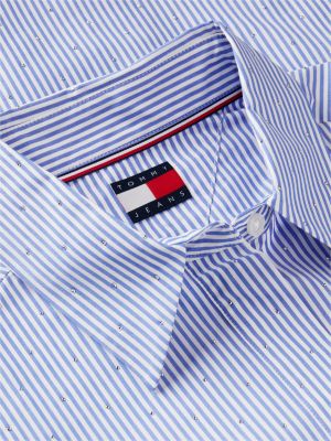 Женская рубашка Tommy Jeans Rhinestone Poplin, цвет: Синий полосатый — фото 6
