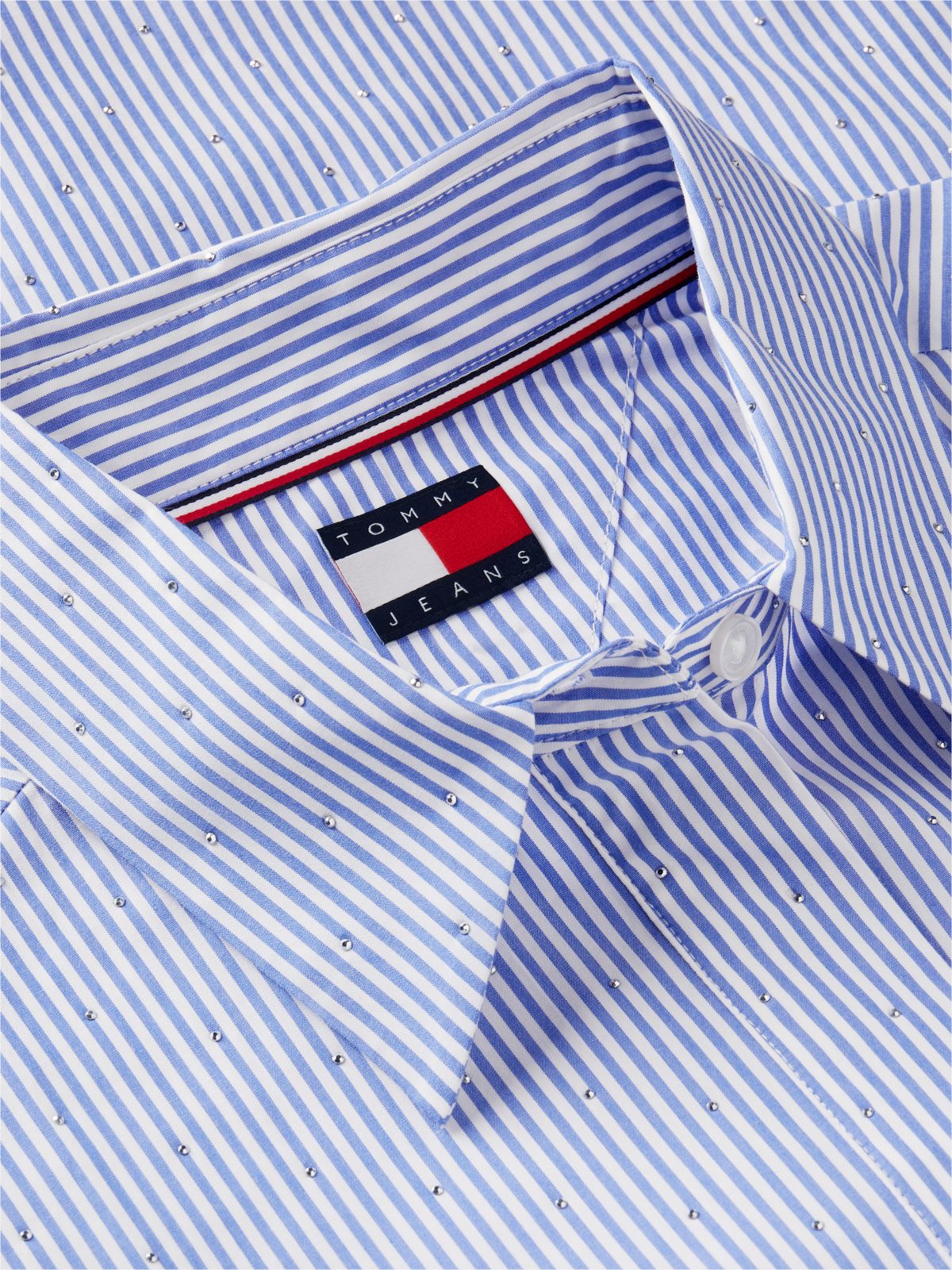 Tommy Jeans Rhinestone Poplin Shirt — Bling Blue Stripe