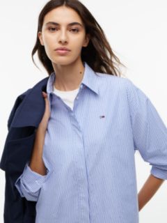 Tommy Jeans Rhinestone Poplin Shirt — Bling Blue Stripe 3