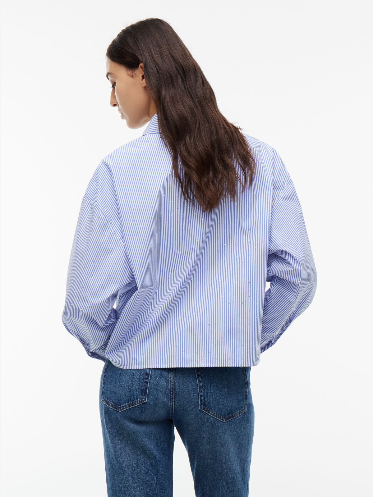 Tommy Jeans Rhinestone Poplin Shirt — Bling Blue Stripe