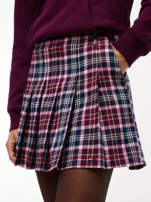 Женские юбки Tommy Hilfiger Tommy Jeans Pleated Twill Mini, цвет: Красный клетчатый — фото 3