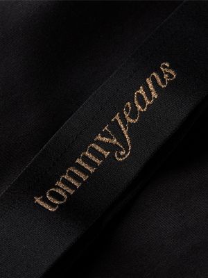 Женский топ Tommy Jeans Logo Tape Ribbed Crop Top, цвет: Чёрный — фото 6