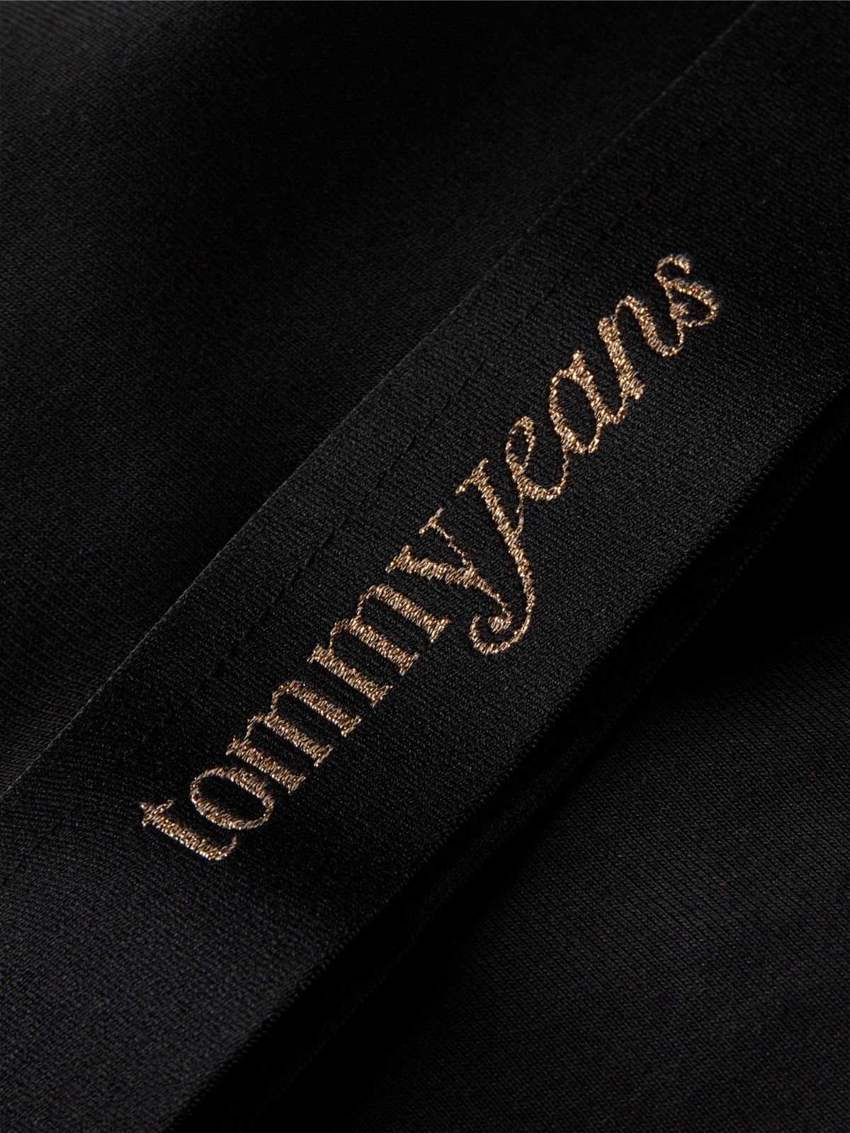 Tommy Jeans Logo Tape Ribbed Crop Top — Black